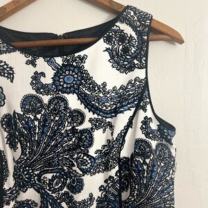 Elegant Blue and Black Paisley Dress